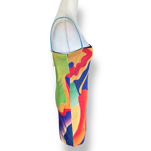 Expired Girl X Heeyajenny 2 Way Mesh Midi Slip Dress Colorful Colorblock Medium - Picture 5 of 14